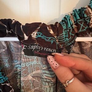 Women's Brown and Teal Blouse